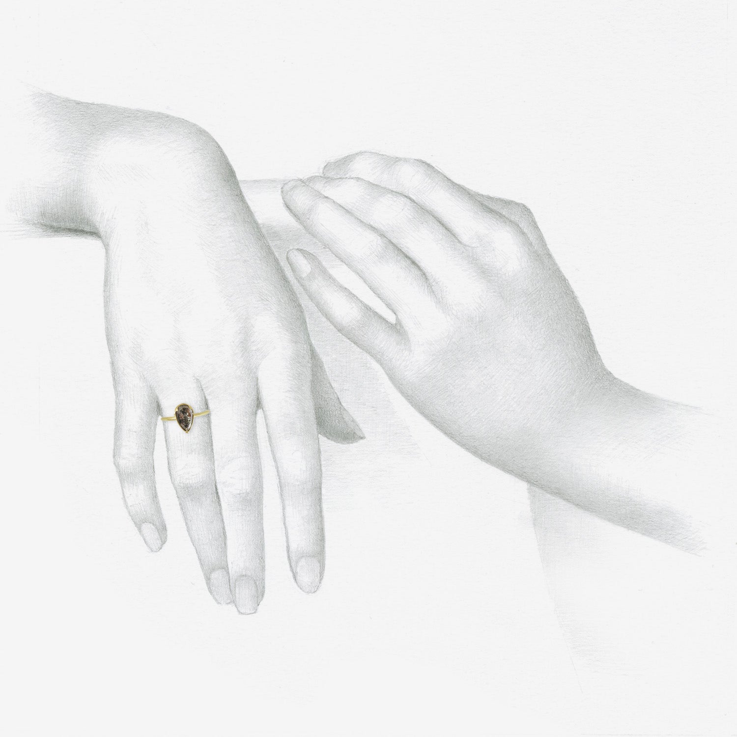 GABRIELLA KISS 18K & LARGE ROSE CUT PEAR SHAPE BLACK & RED LACE DIAMOND RING, 3.08CT