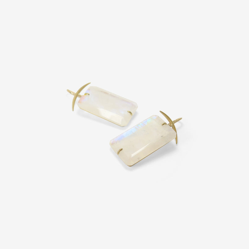 GABRIELLA KISS 18K & GIANT RECTANGULAR MOONSTONE EARRINGS