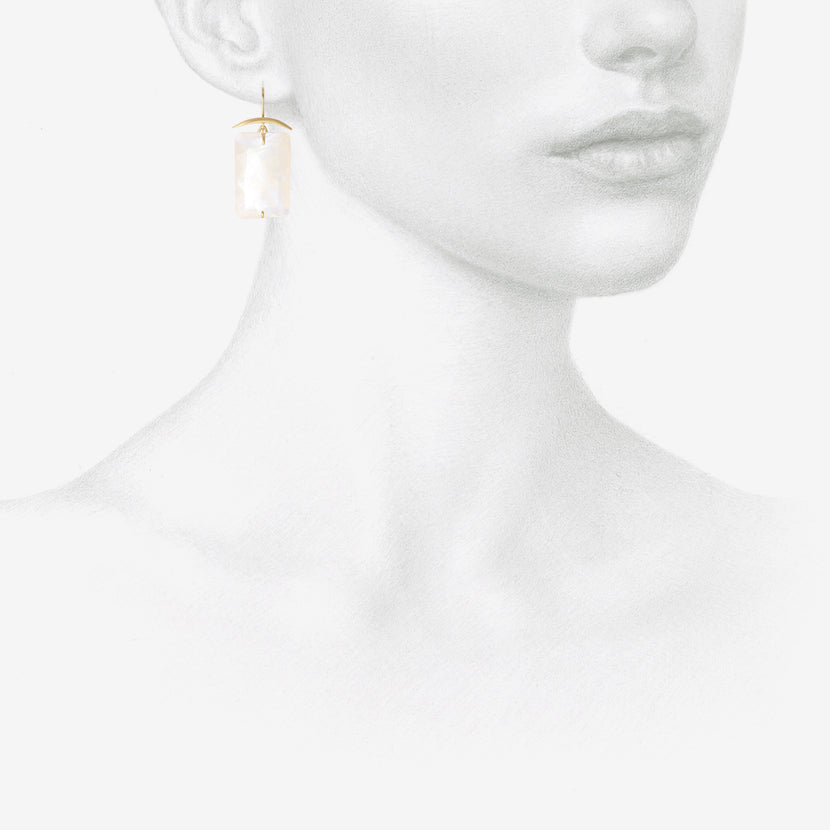 GABRIELLA KISS 18K & GIANT RECTANGULAR MOONSTONE EARRINGS