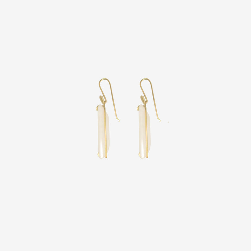 GABRIELLA KISS 18K & GIANT RECTANGULAR MOONSTONE EARRINGS