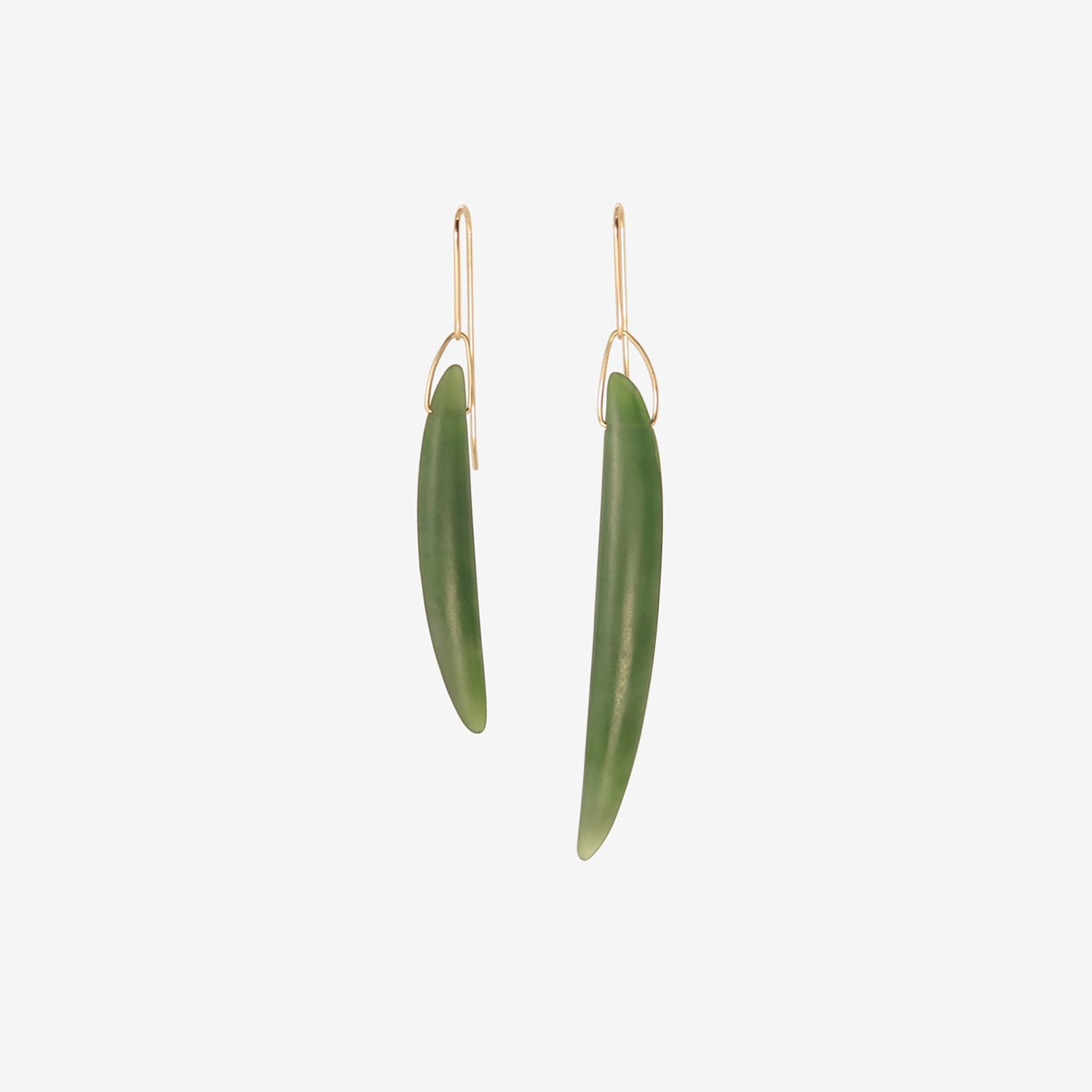 GABRIELLA KISS 14K & NEPHRITE JADE BEAN EARRINGS