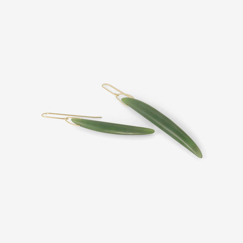 GABRIELLA KISS 14K & NEPHRITE JADE BEAN EARRINGS