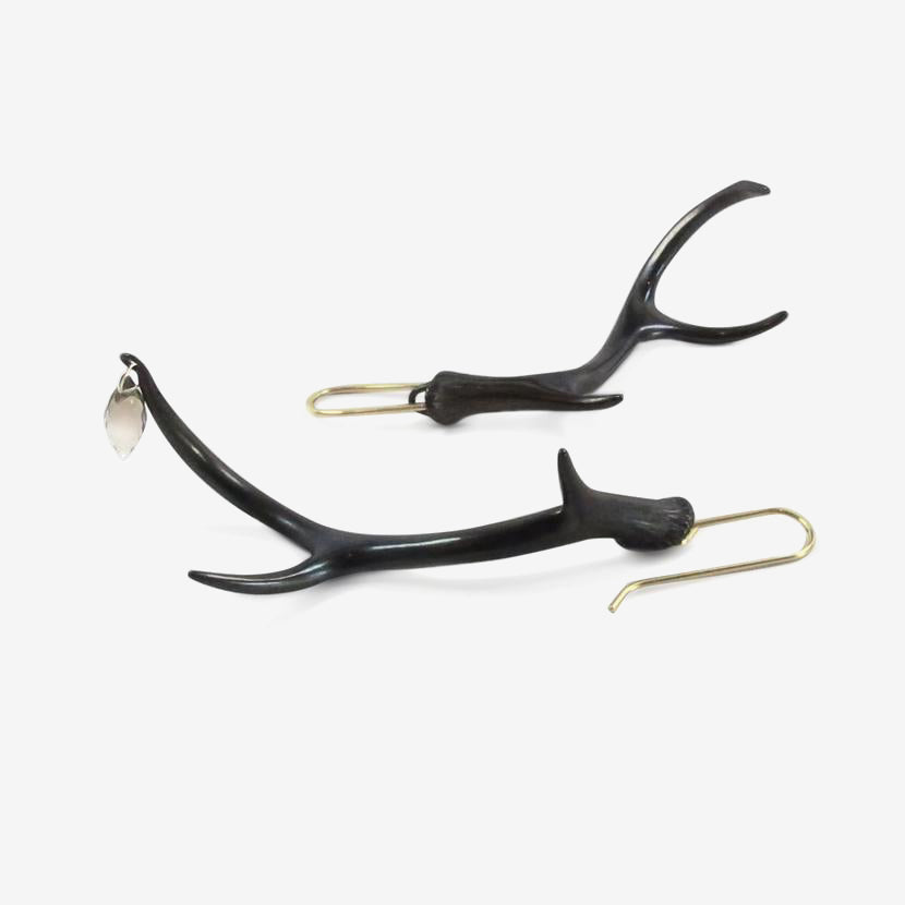 GABRIELLA KISS OXIDIZED BRONZE & SMOKY QUARTZ ANTLER EARRINGS
