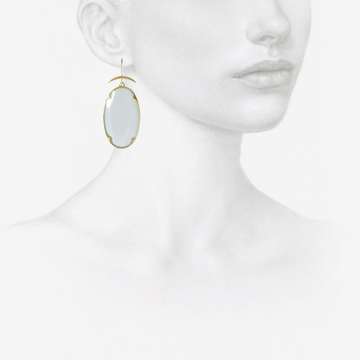 GABRIELLA KISS 18K & AQUAMARINE LARGE LENS EARRINGS