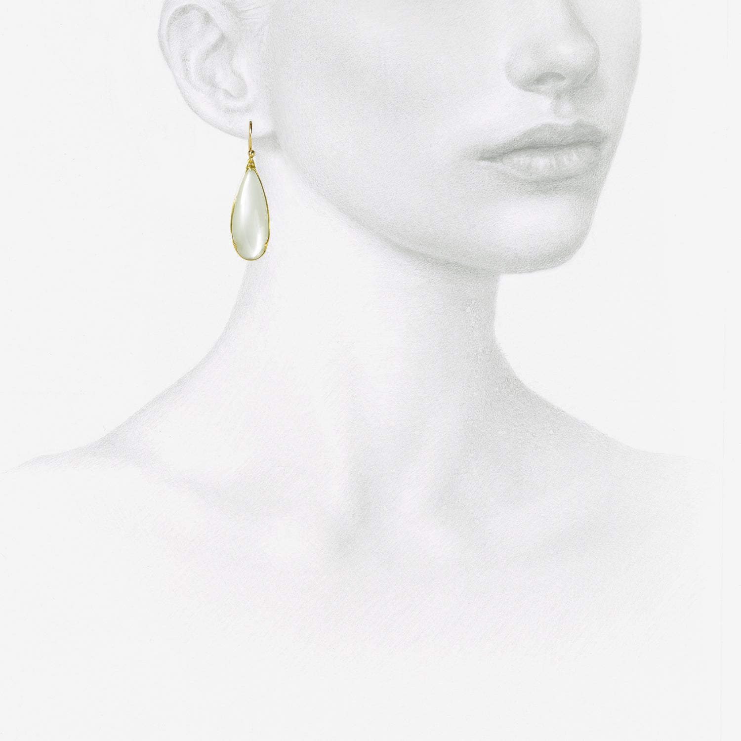 GABRIELLA KISS 18K & LONG TEARDROP MOONSTONE EARRINGS