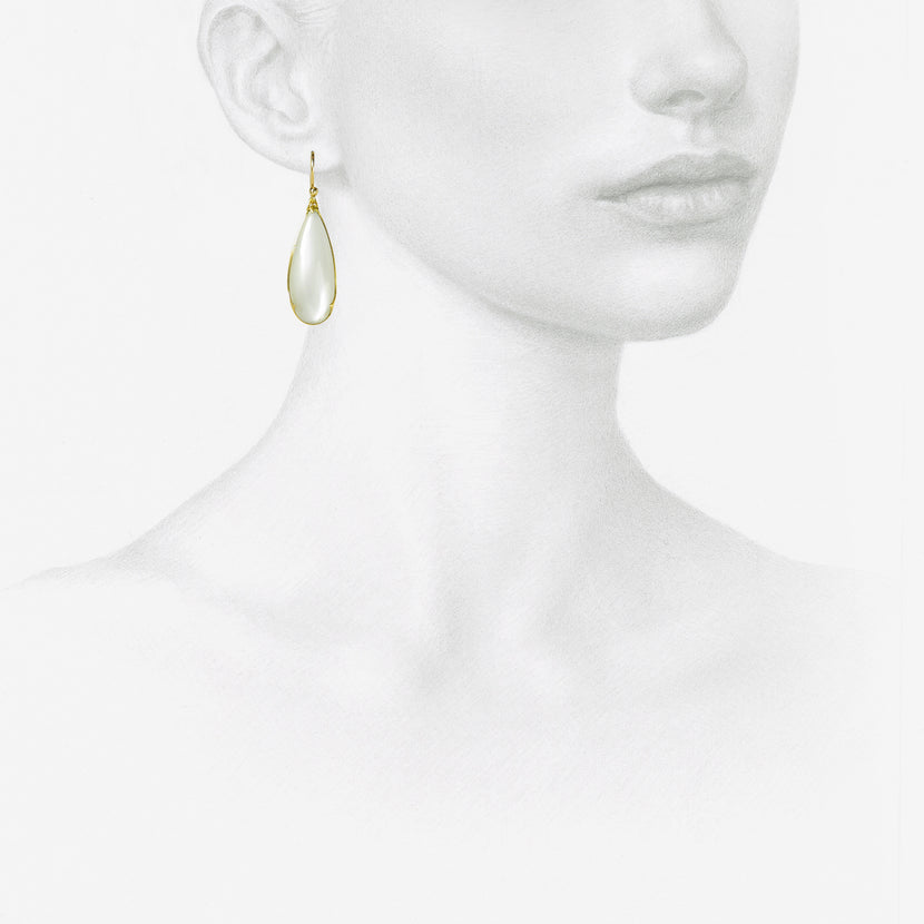 GABRIELLA KISS 18K & LONG TEARDROP MOONSTONE EARRINGS