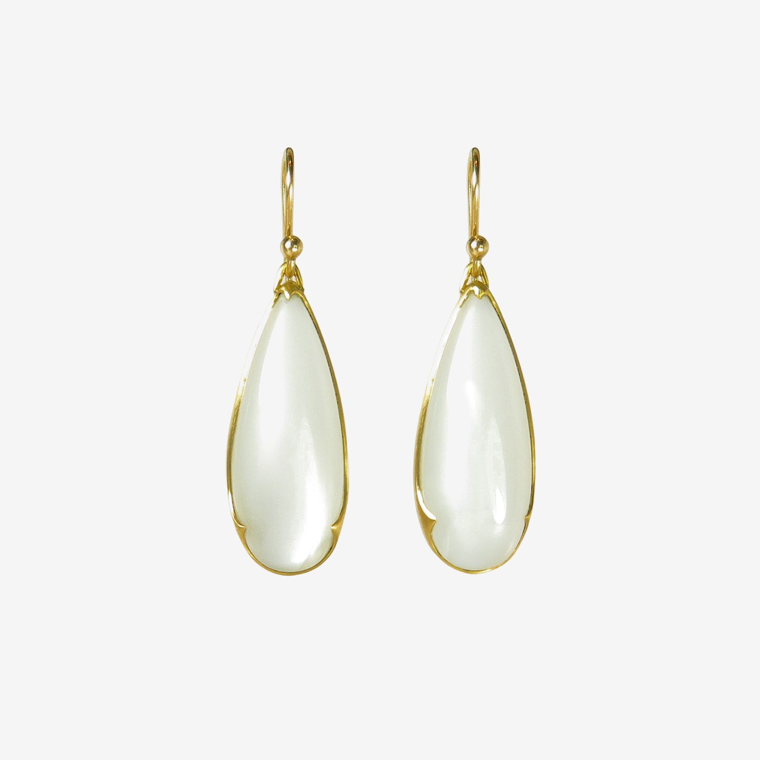 GABRIELLA KISS 18K & LONG TEARDROP MOONSTONE EARRINGS