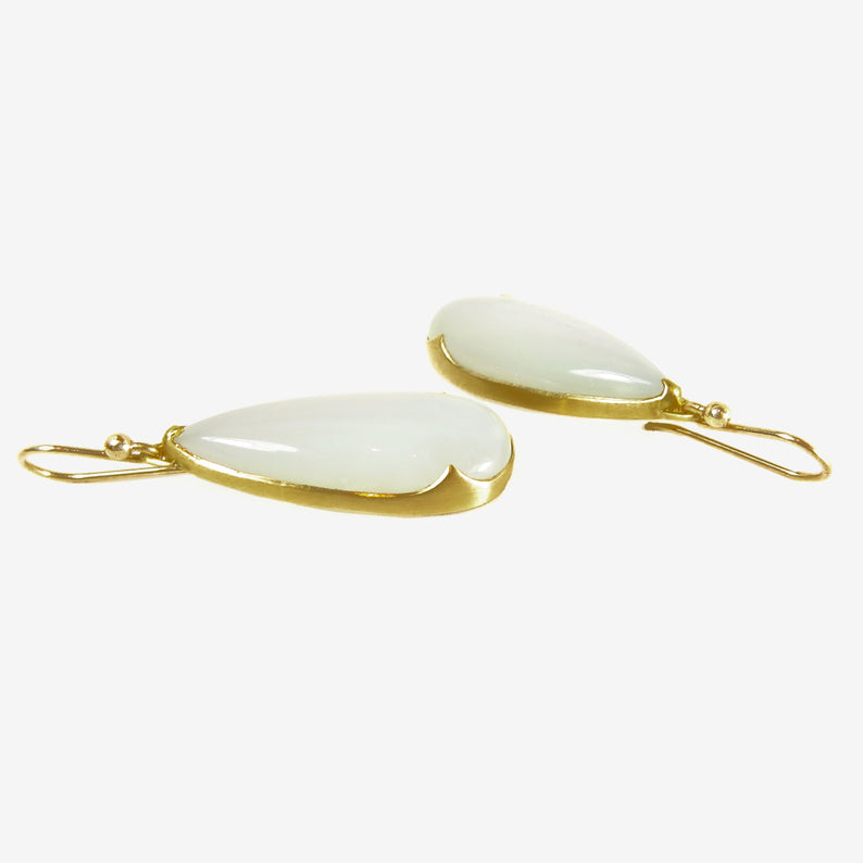 GABRIELLA KISS 18K & LONG TEARDROP MOONSTONE EARRINGS