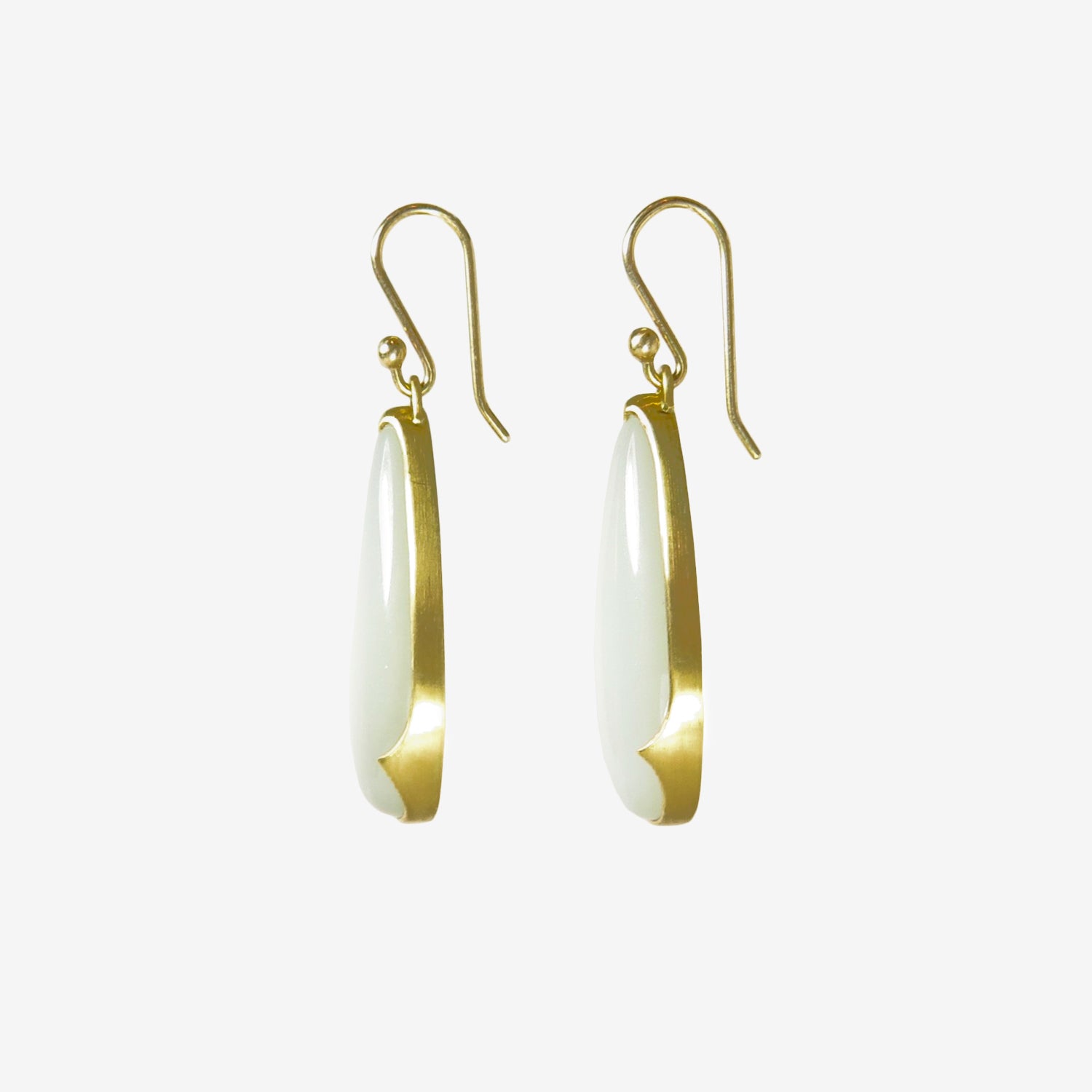 GABRIELLA KISS 18K & LONG TEARDROP MOONSTONE EARRINGS