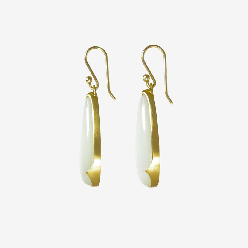 GABRIELLA KISS 18K & LONG TEARDROP MOONSTONE EARRINGS