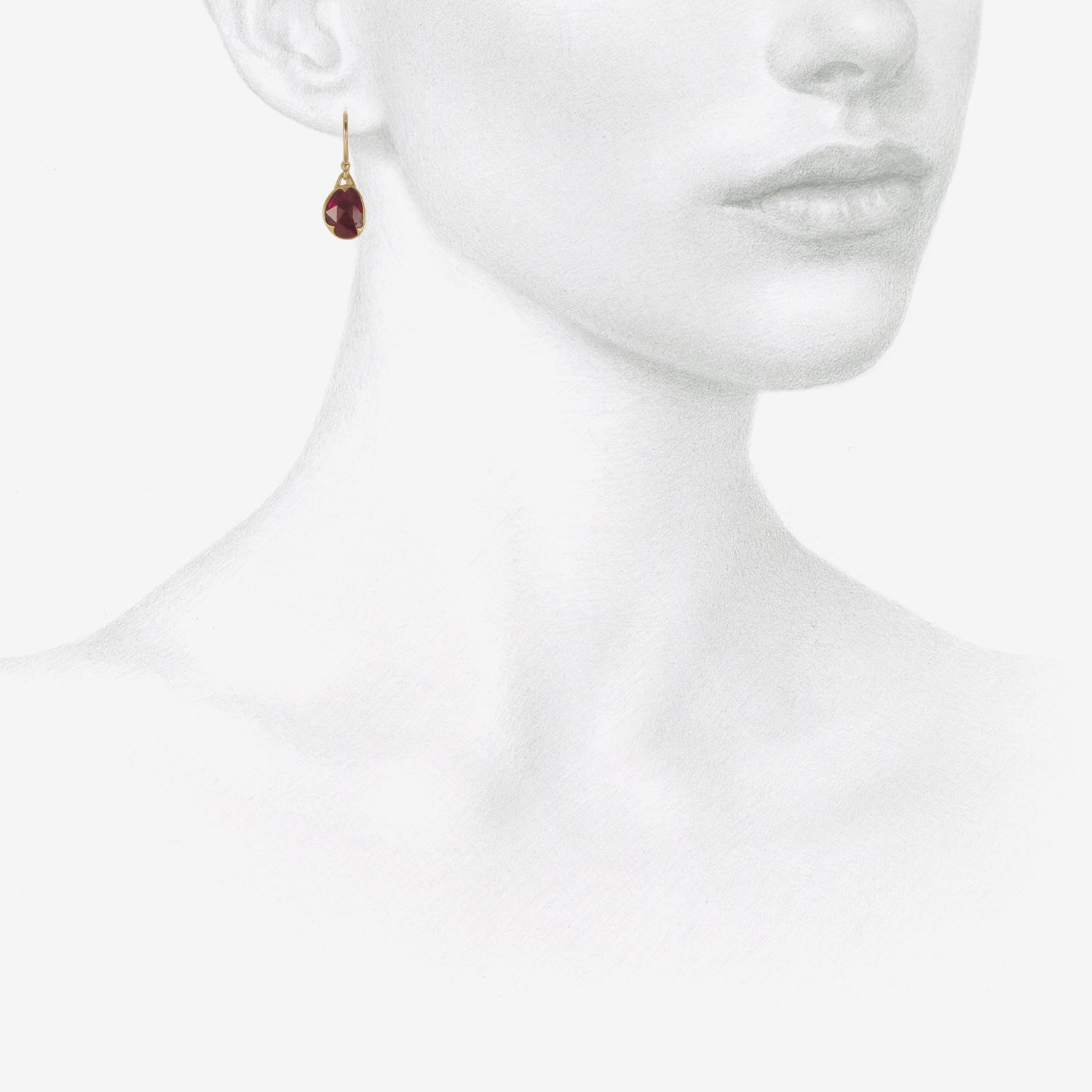GABRIELLA KISS 18K & WONKY BRIGHT ROSE-CUT RUBY SLICE EARRINGS