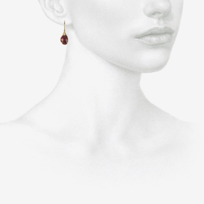 GABRIELLA KISS 18K & WONKY BRIGHT ROSE-CUT RUBY SLICE EARRINGS