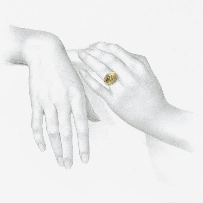 GABRIELLA KISS 18K LOVE TOKEN RING – “AMICITIA” – FRIENDSHIP, size 7 1/2