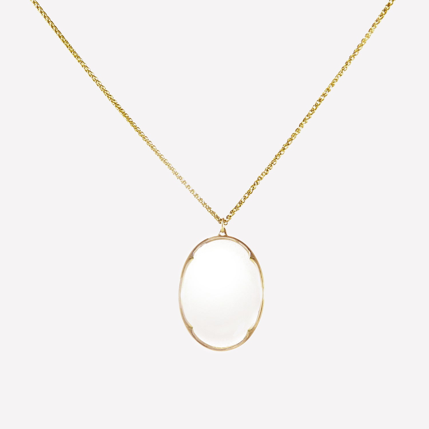 GABRIELLA KISS 18K & CLEAR QUARTZ LARGE LENS PENDANT