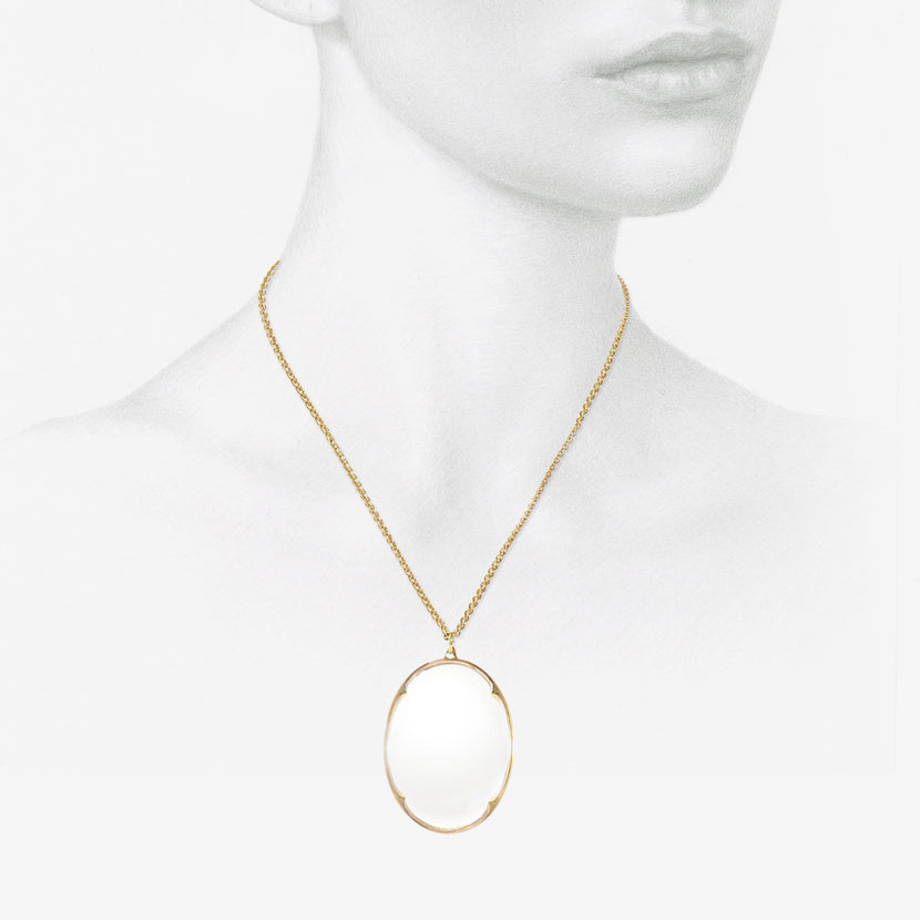 GABRIELLA KISS 18K & CLEAR QUARTZ LARGE LENS PENDANT