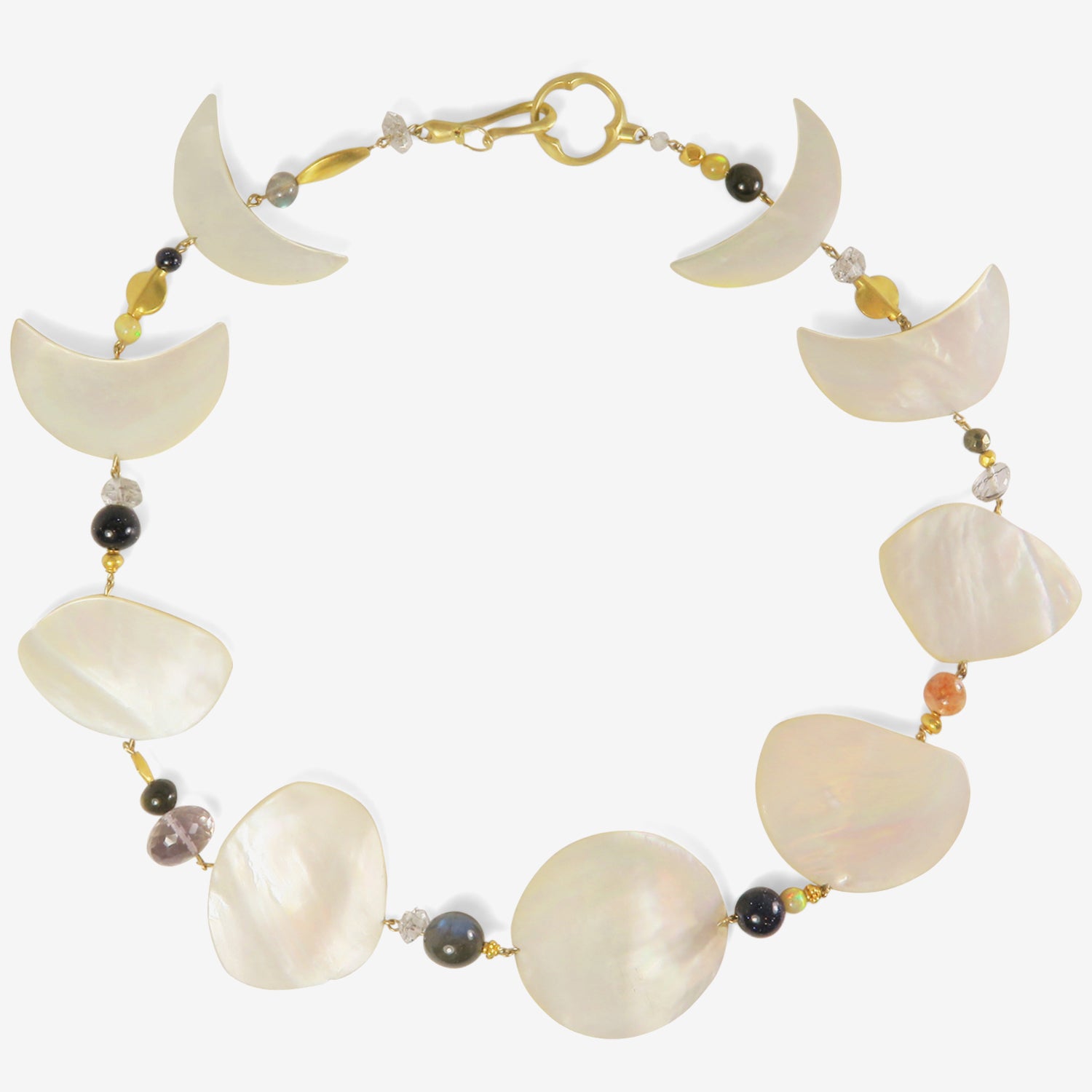 GABRIELLA KISS 18K & MOTHER-OF-PEARL PHASES OF THE MOON NECKLACE