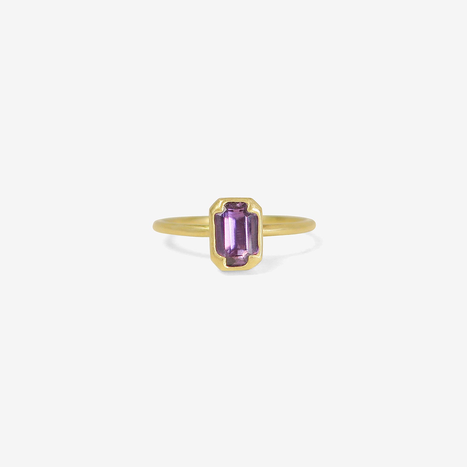 GABRIELLA KISS 18K & EMERALD CUT PURPLE SAPPHIRE RING