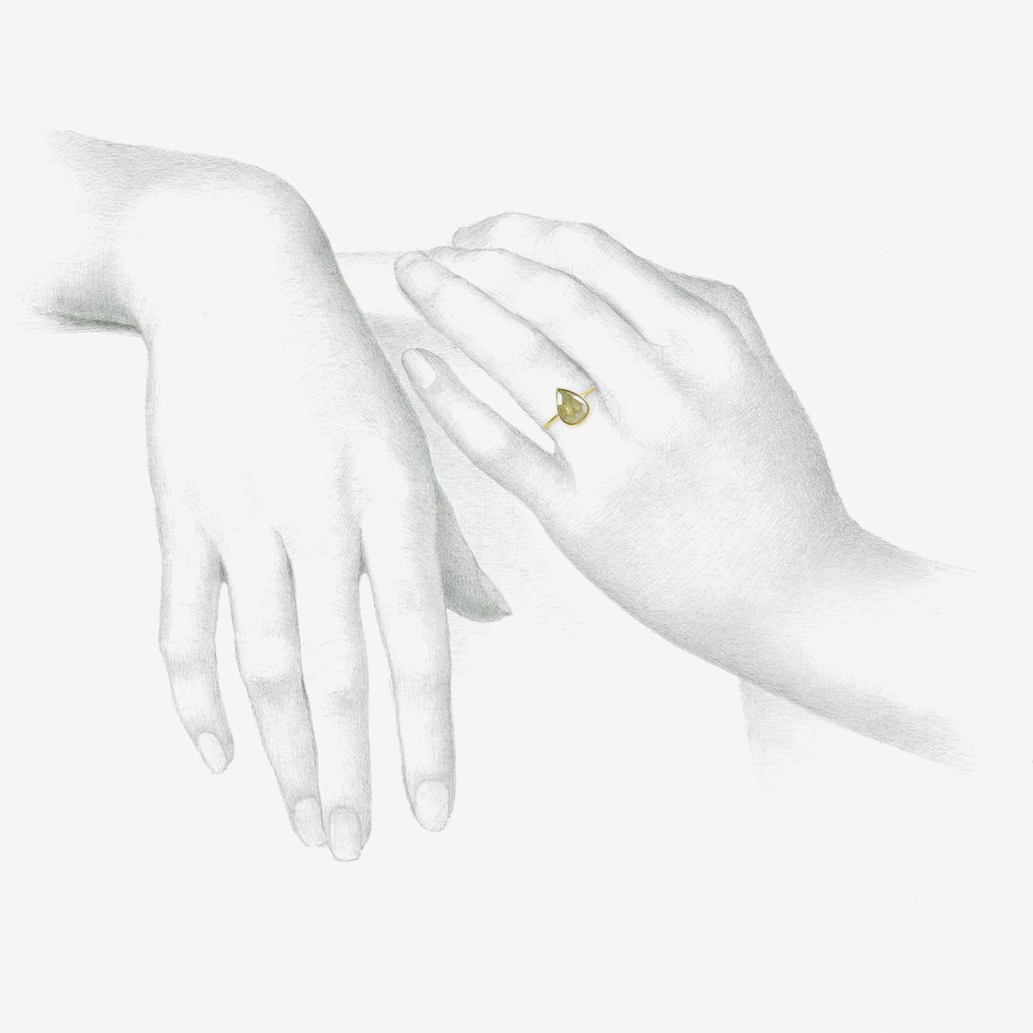 GABRIELLA KISS 18K & LARGE ROSE CUT PEAR SHAPE YELLOW DIAMOND RING, 3CT