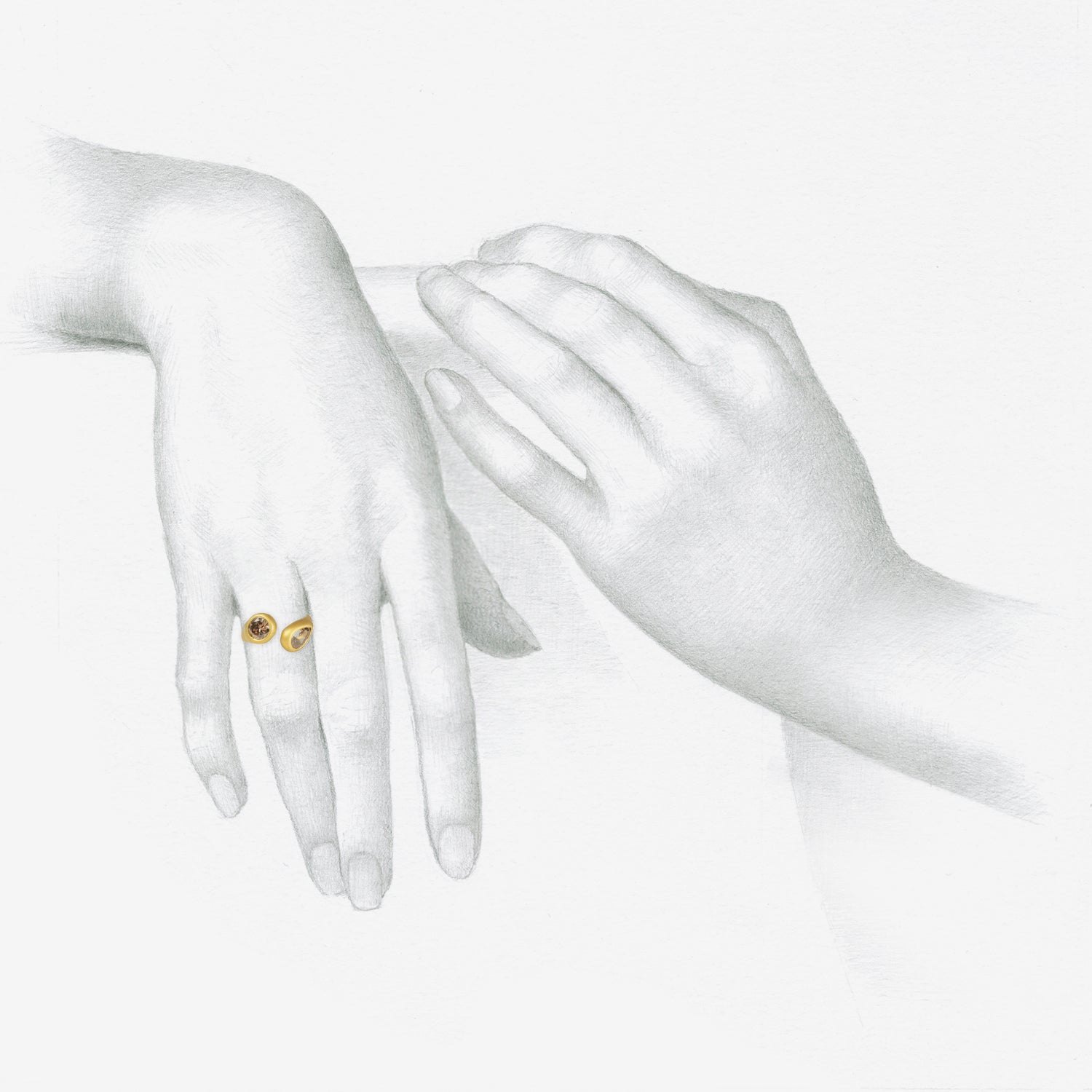 LOLA BROOKS 22K & CHAMPAGNE DOUBLE DIAMOND SCULPTURAL RING, 2.27CT