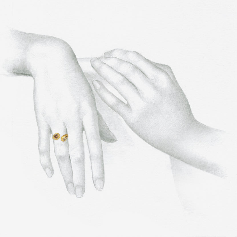 LOLA BROOKS 22K & CHAMPAGNE DOUBLE DIAMOND SCULPTURAL RING, 2.27CT