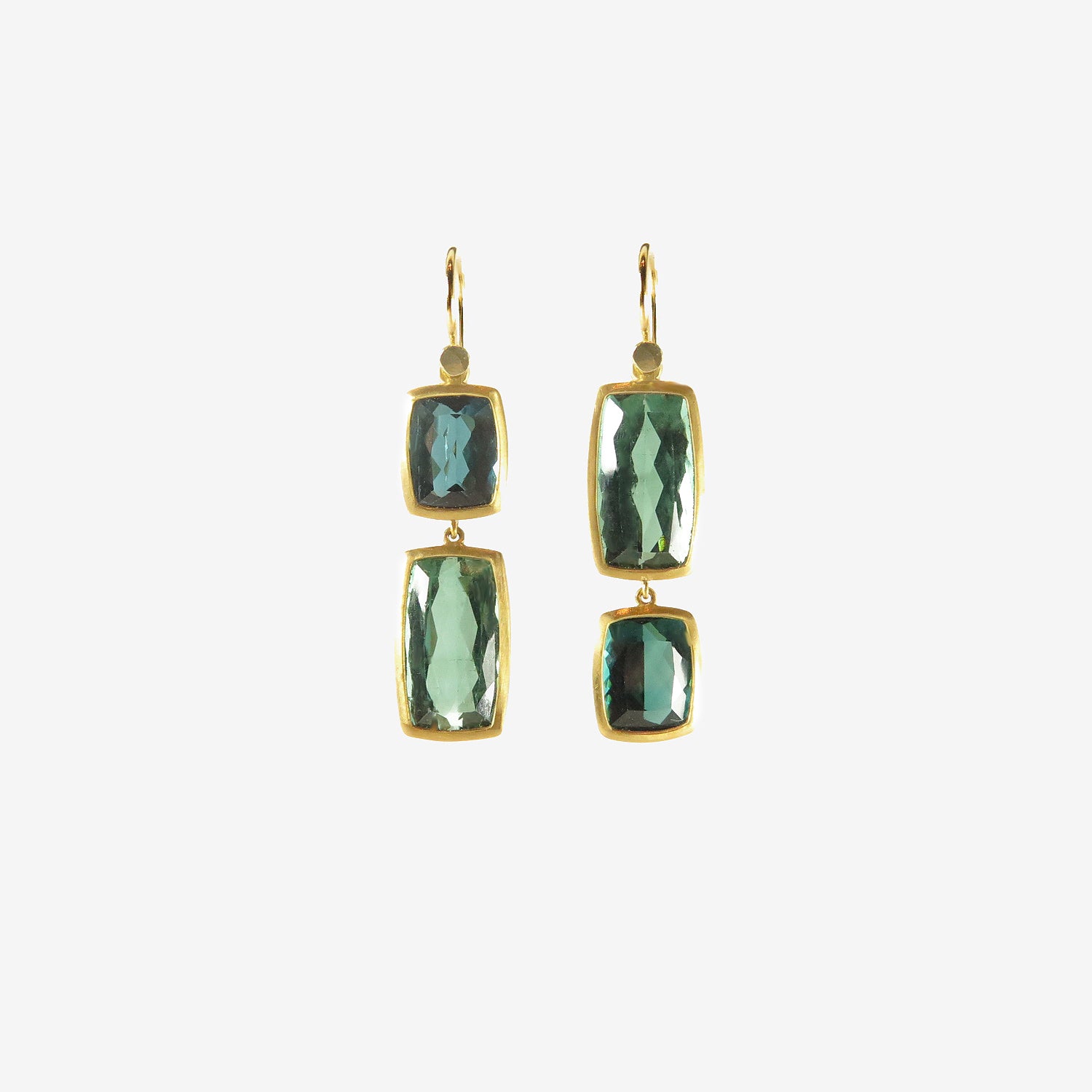 LOLA BROOKS 22K & GREEN TOURMALINE FLIP FLOP EARRINGS, 18.49CT