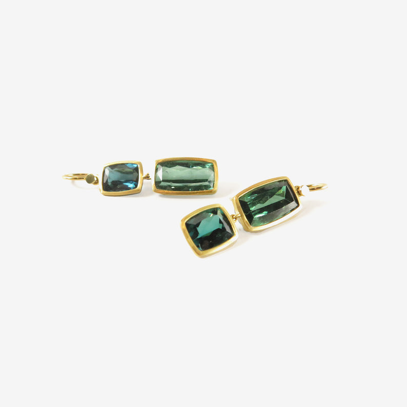 LOLA BROOKS 22K & GREEN TOURMALINE FLIP FLOP EARRINGS, 18.49CT