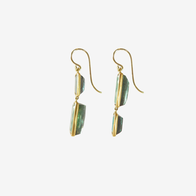 LOLA BROOKS 22K & GREEN TOURMALINE FLIP FLOP EARRINGS, 18.49CT