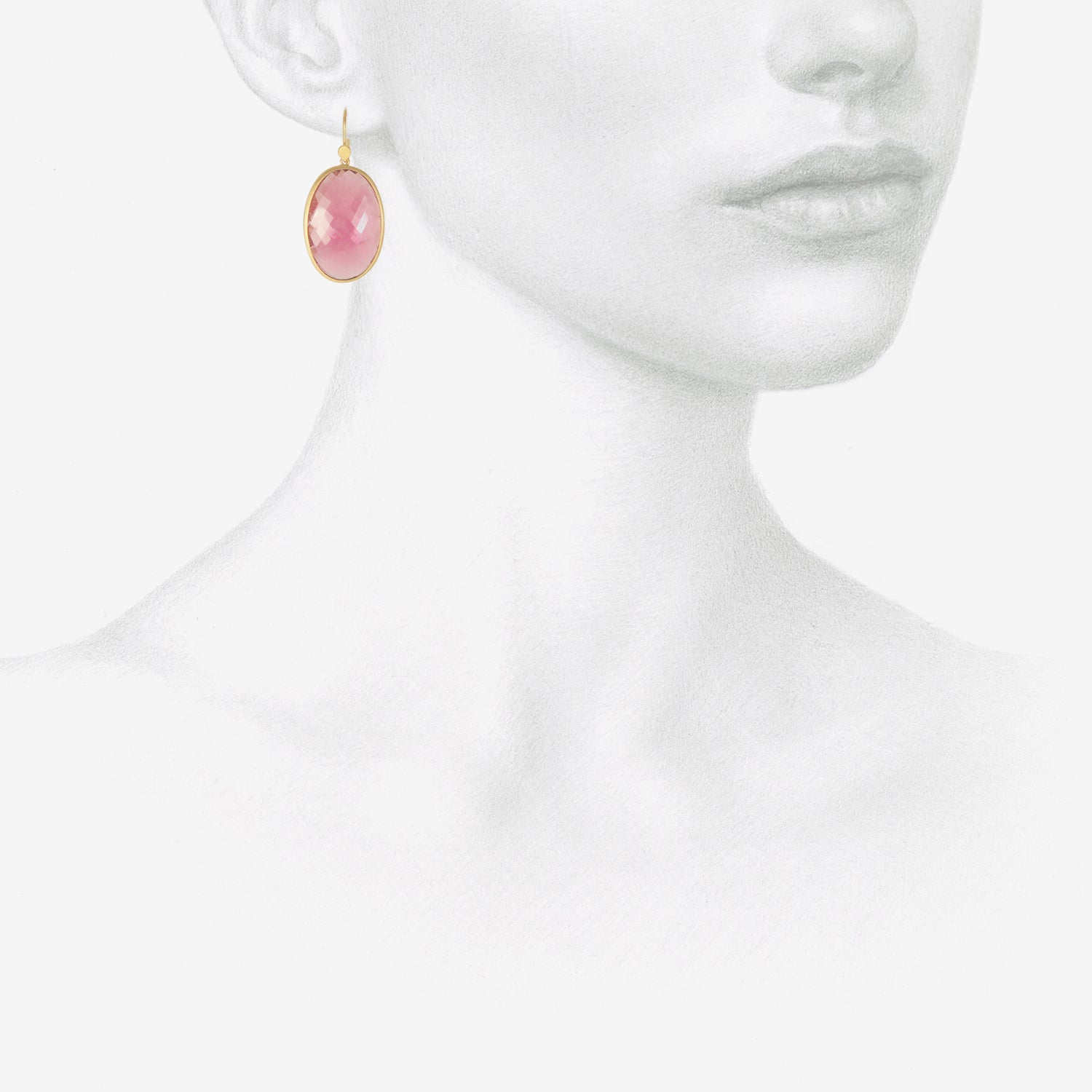 LOLA BROOKS 18K & LARGE CHECKERED PINK TOURMALINE OVAL