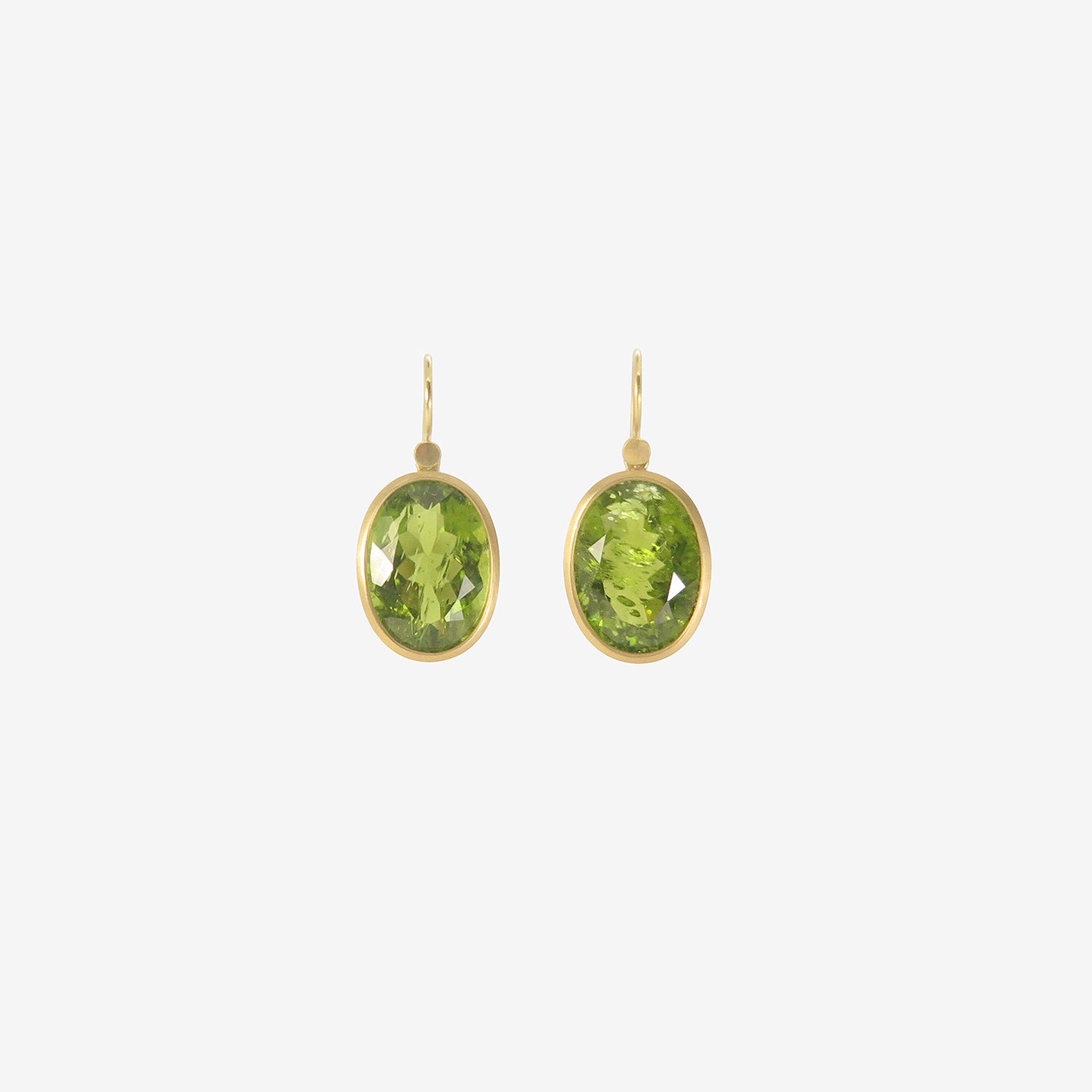 LOLA BROOKS 18K & LARGE OVAL PERIDOT DROP EARRINGS, 25.25CT