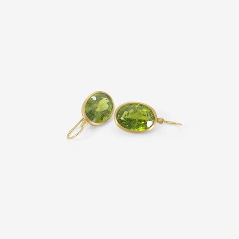 LOLA BROOKS 18K & LARGE OVAL PERIDOT DROP EARRINGS, 25.25CT