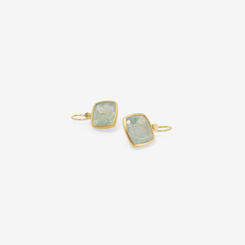 LOLA BROOKS 18K & CUSHION-SHAPED AQUAMARINE DROP EARRINGS, 19.04CT