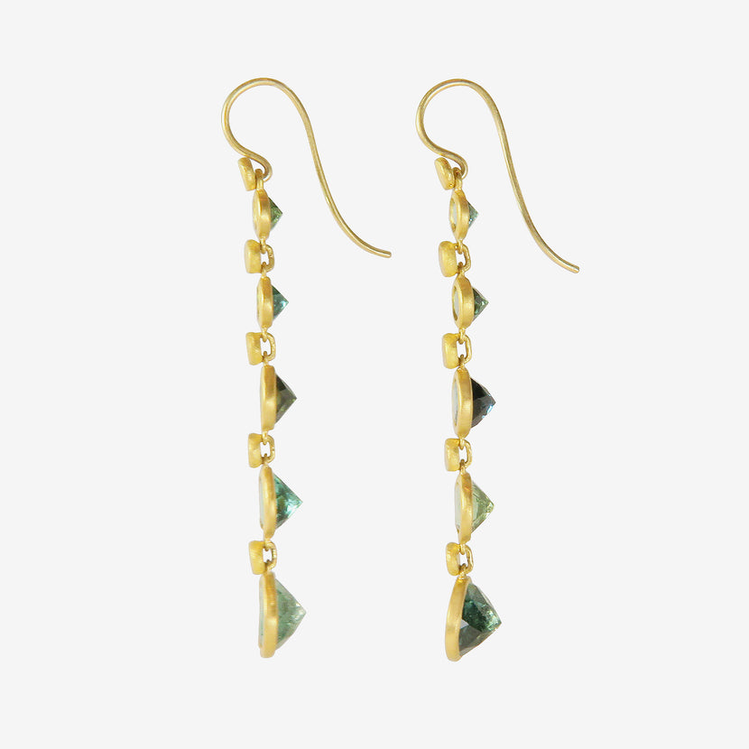 LOLA BROOKS 22K & GREEN/BLUE TOURMALINE BUBBLE DROPS, 9.50CT