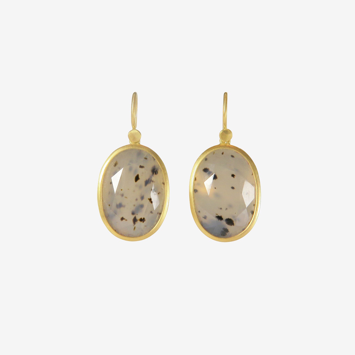 LOLA BROOKS 18K & MONTANA AGATE OVAL DROPS, 26.45CT