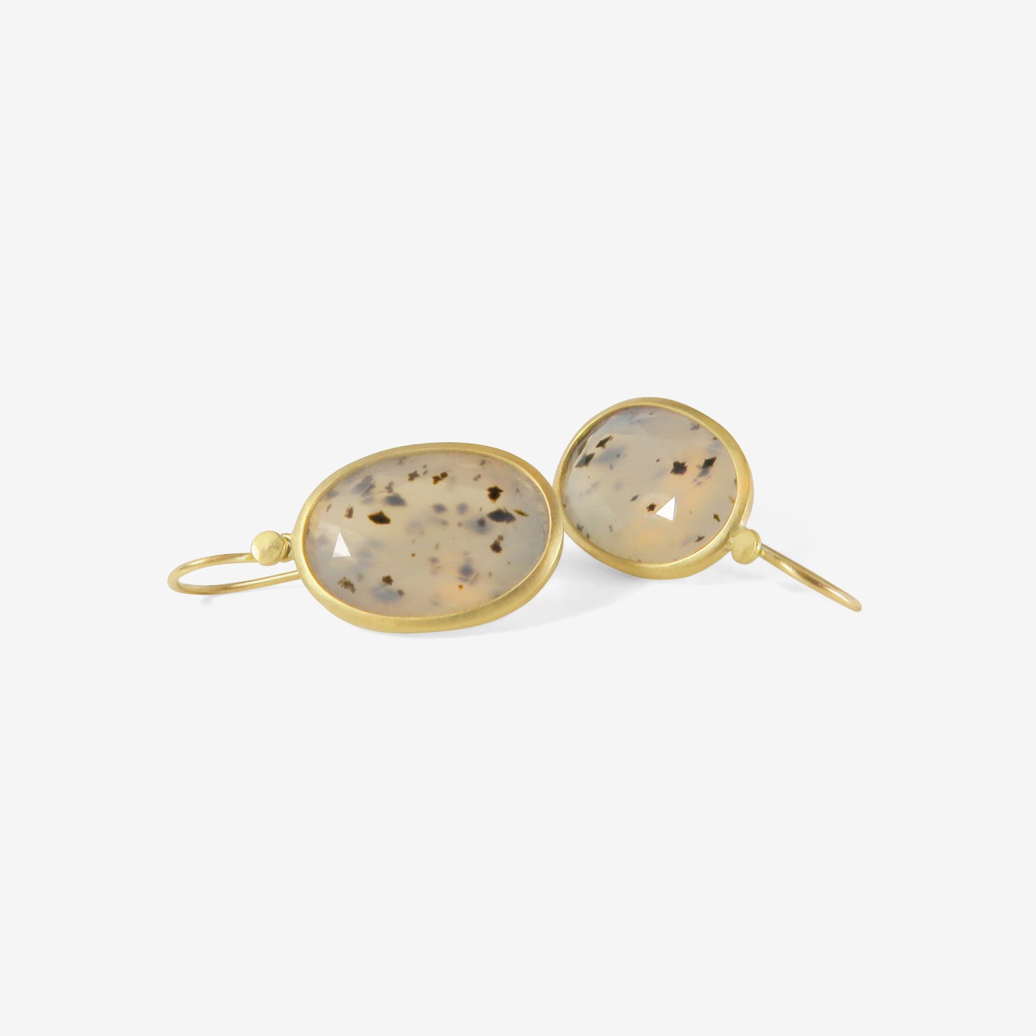 LOLA BROOKS 18K & MONTANA AGATE OVAL DROPS, 26.45CT