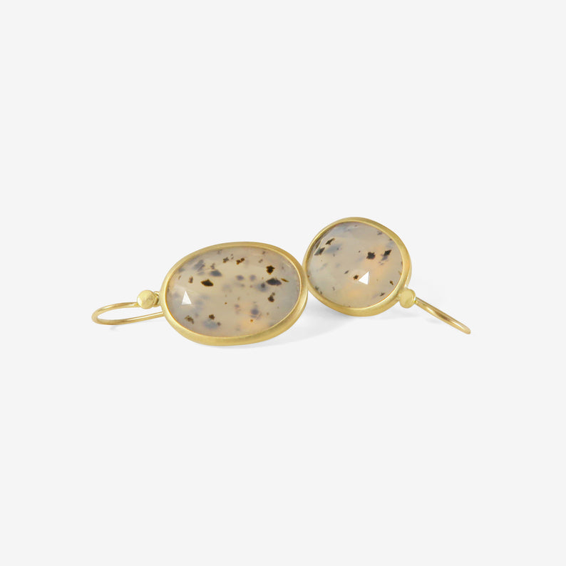 LOLA BROOKS 18K & MONTANA AGATE OVAL DROPS, 26.45CT