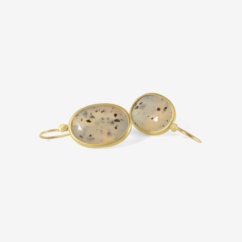 LOLA BROOKS 18K & MONTANA AGATE OVAL DROPS, 26.45CT