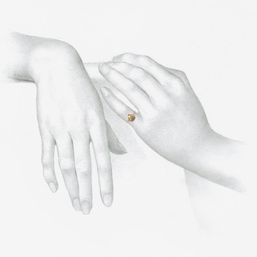 LOLA BROOKS 18K ROSE GOLD & CHAMPAGNE PEAR SHAPED DIAMOND RING, 1.11CT