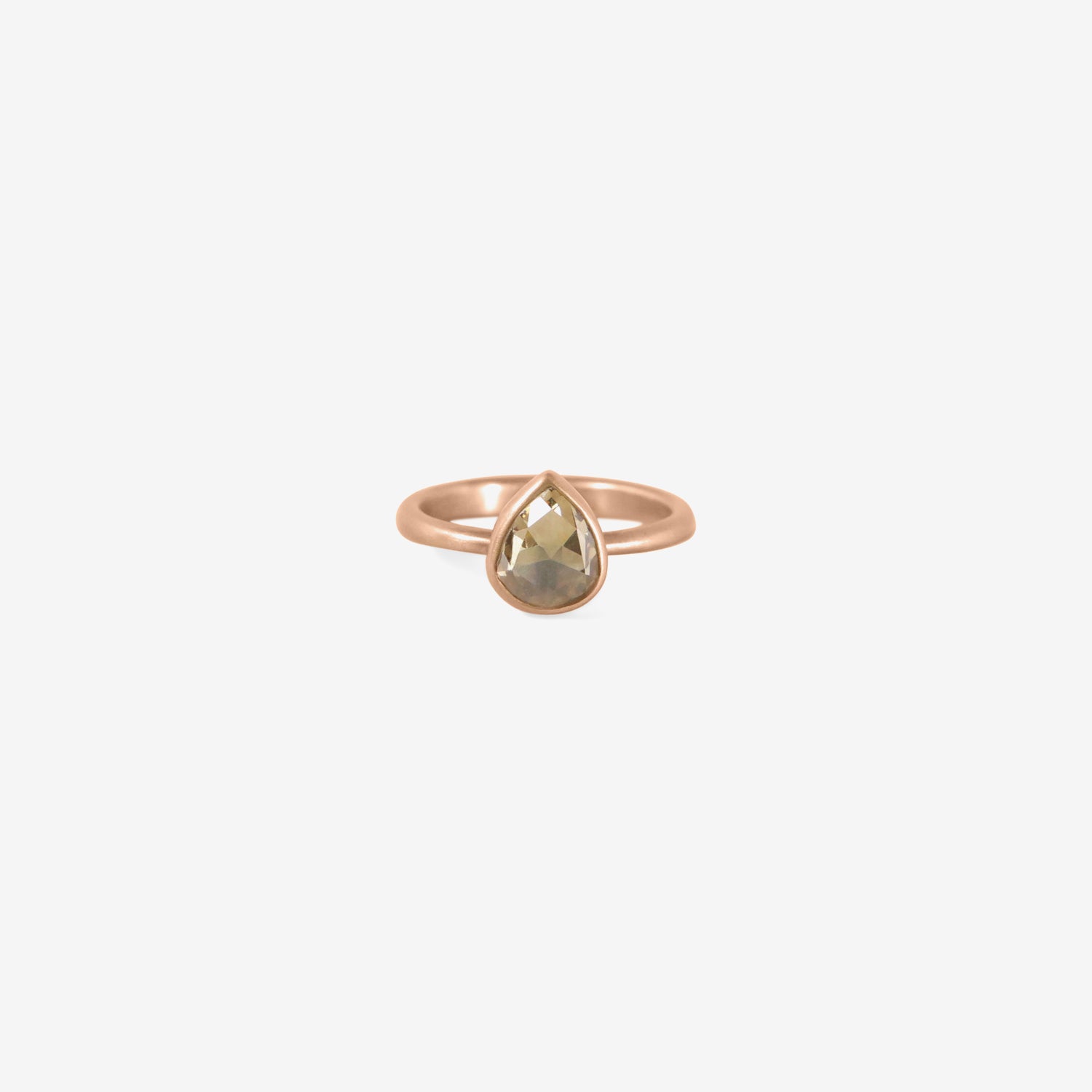 LOLA BROOKS 18K ROSE GOLD & CHAMPAGNE PEAR SHAPED DIAMOND RING, 1.11CT