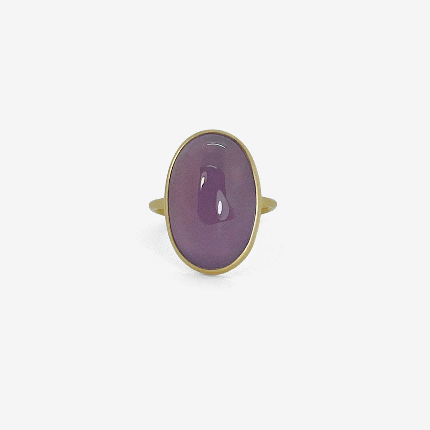 LOLA BROOKS 18K & OVAL PINKISH PURPLE CHALCEDONY RING, 11.35CT
