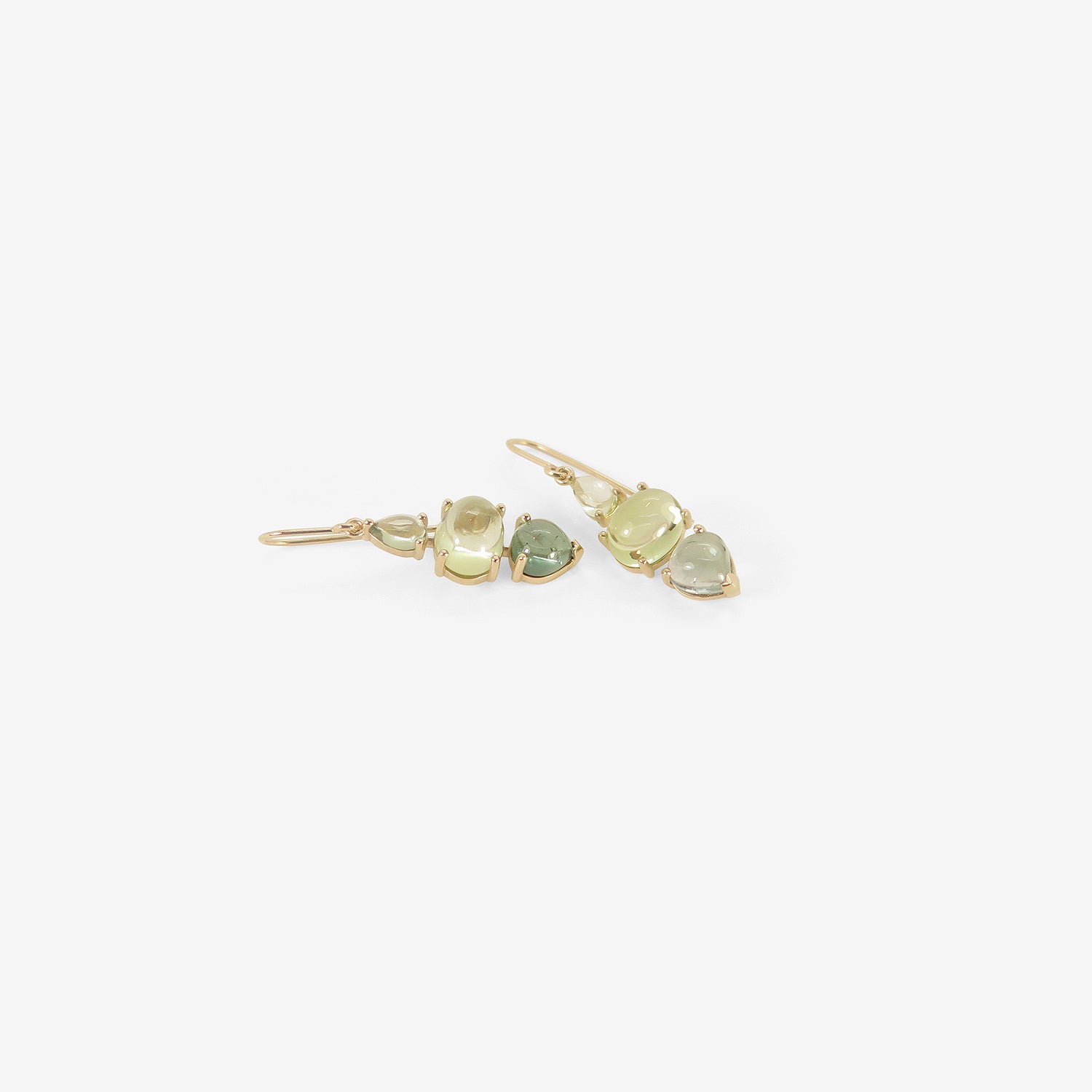 NICOLE LANDAW 14K TRIPLE DROP EARRINGS WITH BLUE & GREEN TOURMALINE