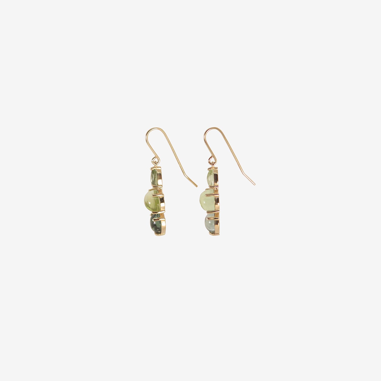 NICOLE LANDAW 14K TRIPLE DROP EARRINGS WITH BLUE & GREEN TOURMALINE