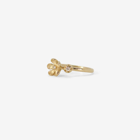 NICOLE LANDAW 14K OPEN FLOWER & LARGE BUD RING WITH DIAMONDS, .06CT