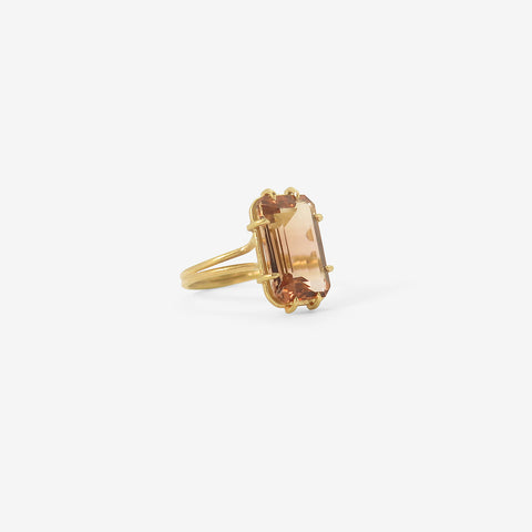 ROSANNE PUGLIESE 18K & OCTAGONAL PEACH TOURMALINE RING