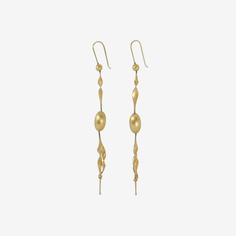 TED MUEHLING 14K PLAIN SEAWEED EARRINGS