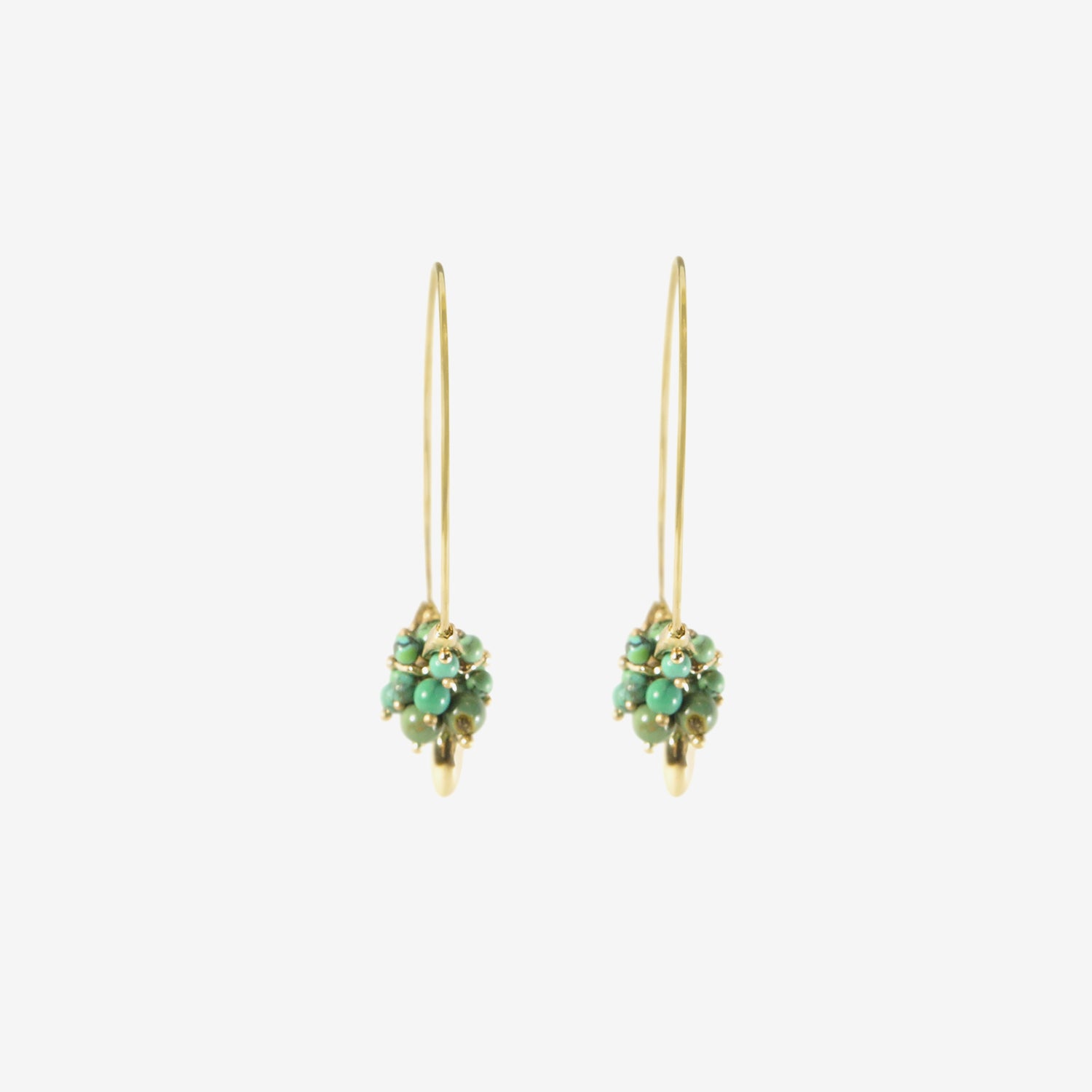 TED MUEHLING 14K & CHINESE TURQUOISE SMALL HOOP CLUSTERS