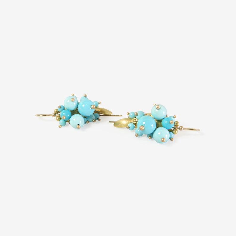 TED MUEHLING 18K & SLEEPING BEAUTY TURQUOISE BUG CLUSTERS