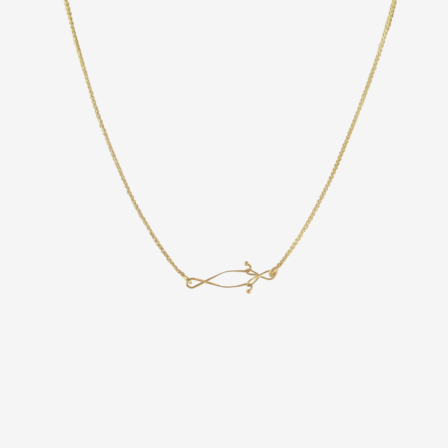 TED MUEHLING 14K TWO-SNAIL SHELL NECKLACE, 17"