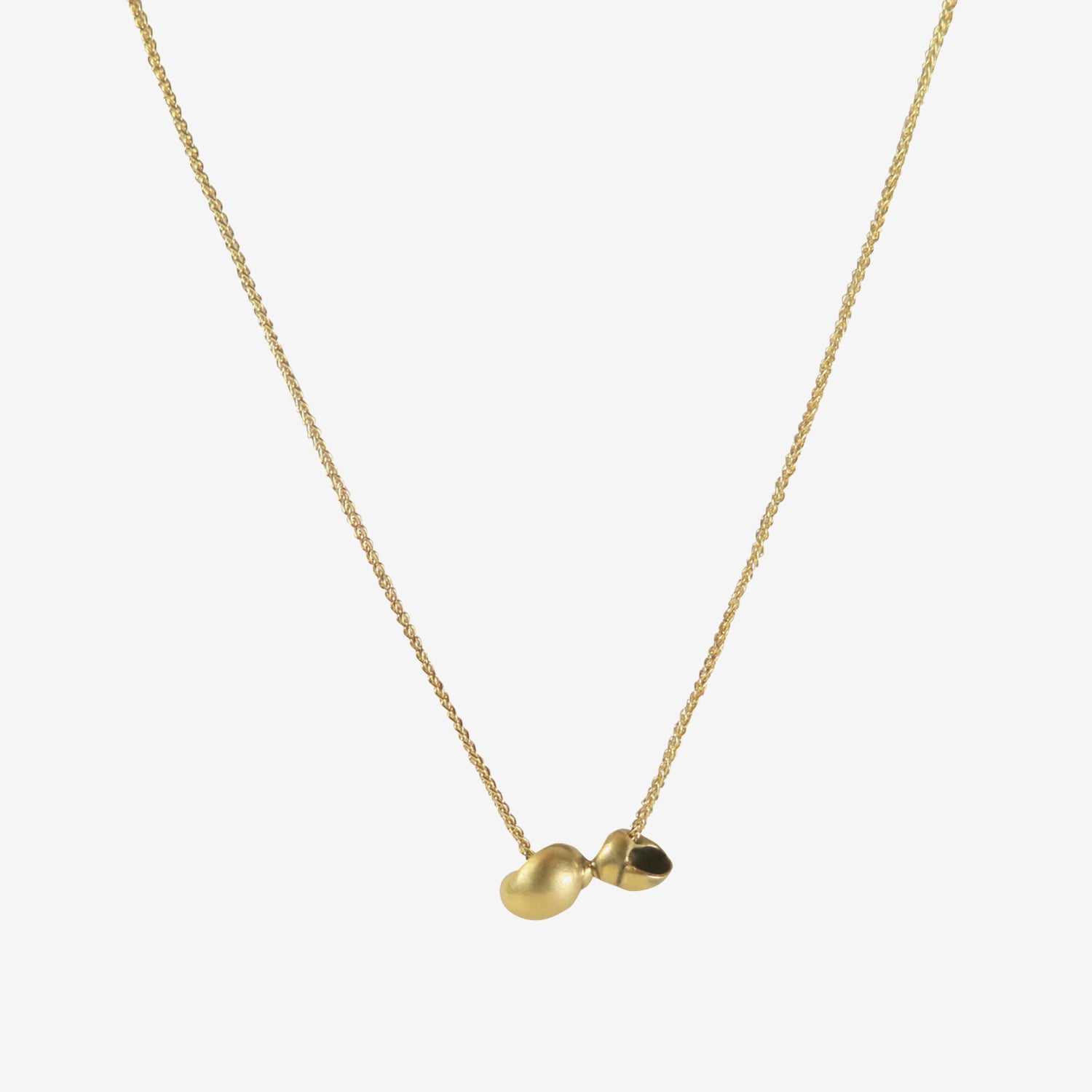 TED MUEHLING 14K TWO-SNAIL SHELL NECKLACE, 17"