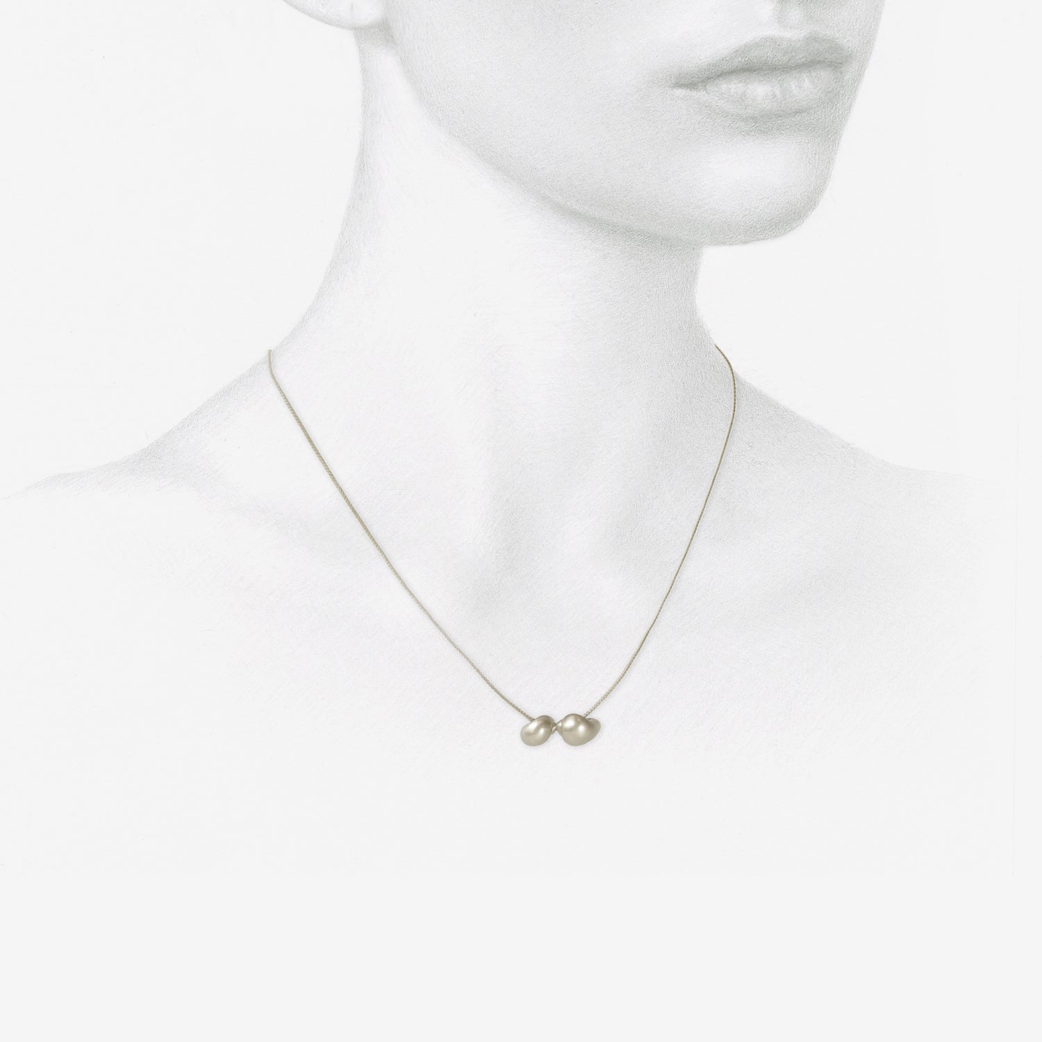 TED MUEHLING STERLING SILVER TWO SNAIL SHELL NECKLACE, 20"