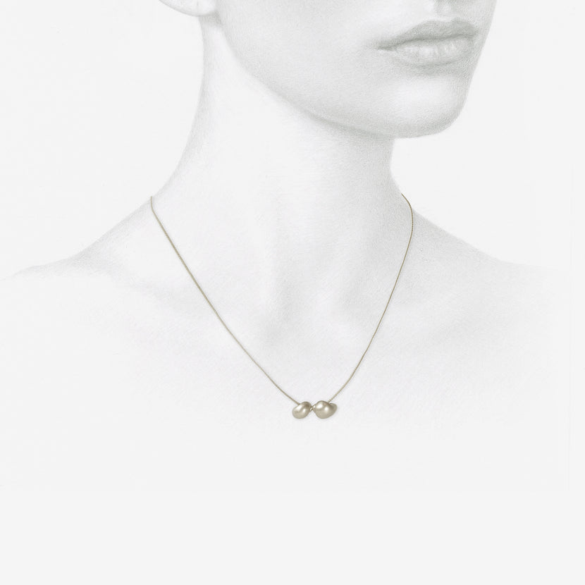 TED MUEHLING STERLING SILVER TWO SNAIL SHELL NECKLACE, 17"